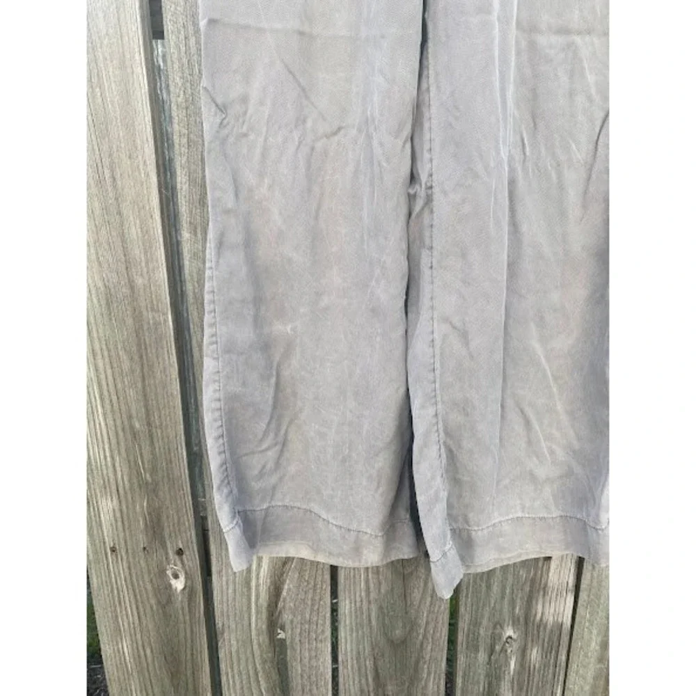 Tencel Lyocell Wide‎ Leg Drawstring Pants Taupe Grey Relaxed Trousers Womens